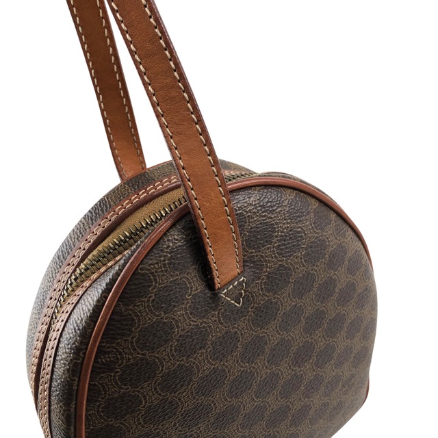 CELINE セリーヌ マカダム ショルダーバッグ ブラウン PVCレザー vintage ヴィンテージ オールド zhsca6