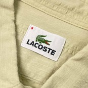 90s 00s LACOSTE ラコステ ワンポイント 半袖シャツ 4/グリーン ベージュ系 メンズ オールド ファブリカ