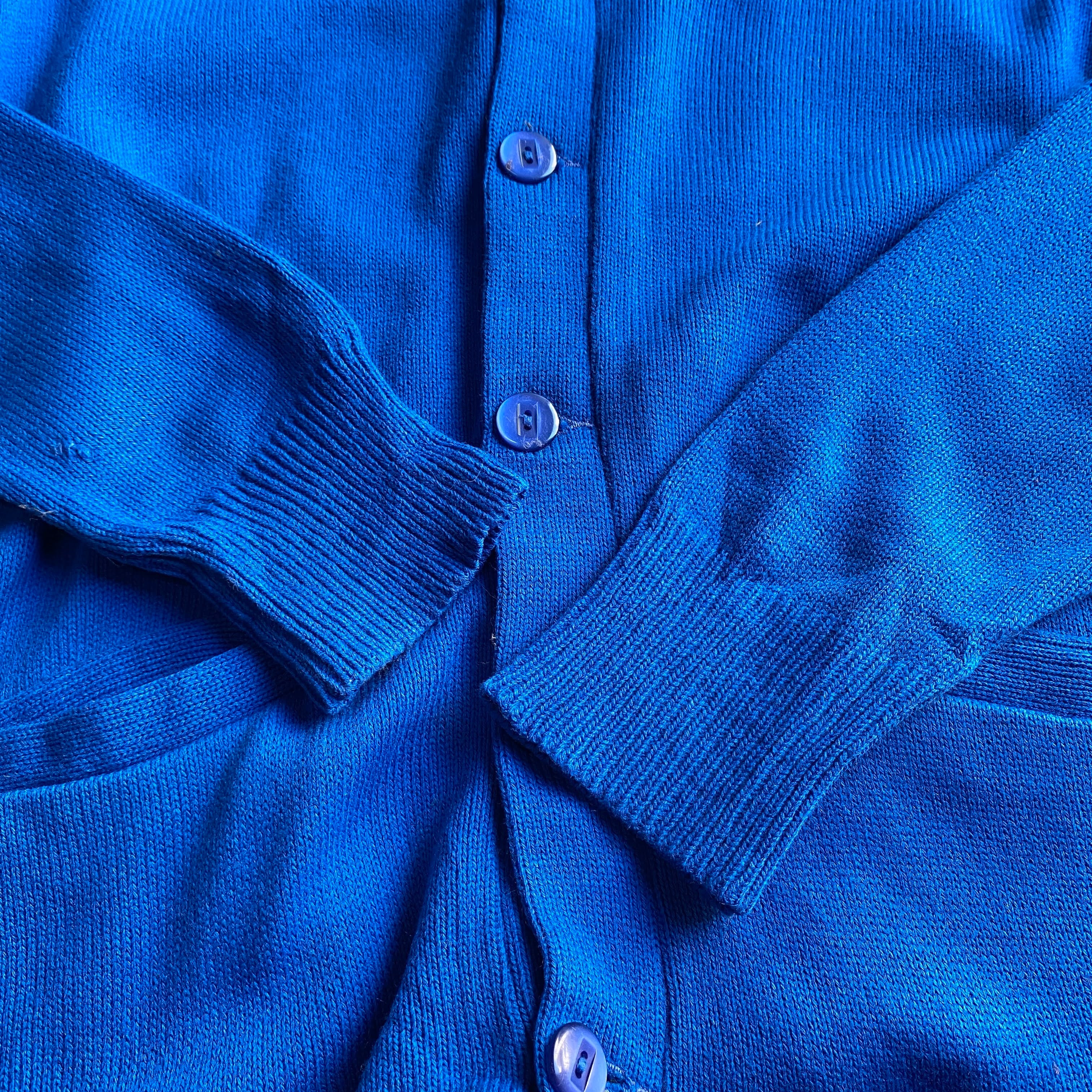 80年代 SCHOOL APPAREL レタード カーディガン メンズS 古着 アクリル