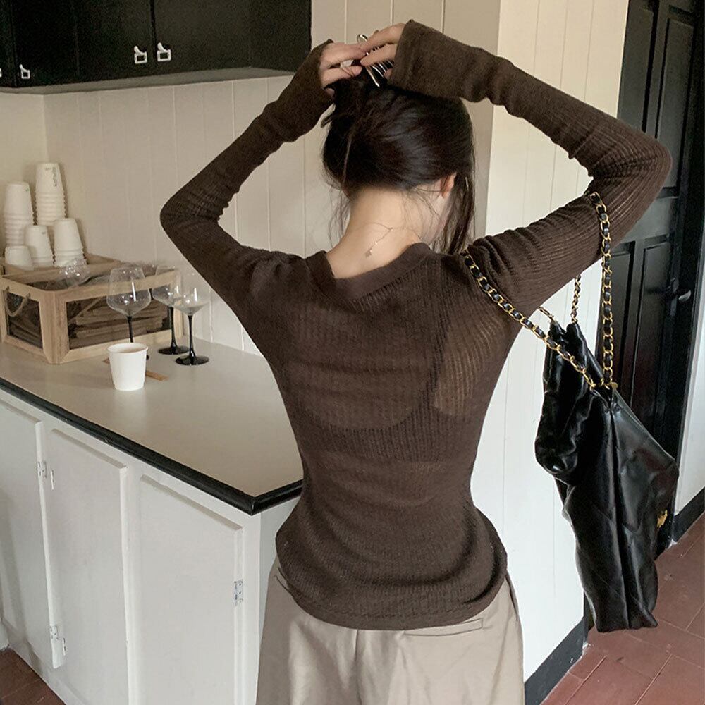 【送料無料】 Vネック レースアップ ニット トップス 長袖 レディース 春秋 韓国 肌見せ きれいめ 大人 かわいい おしゃれ 薄手 透け感 大人可愛い 大人女子