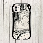 受注生産 iPhoneケース 白黒の流線墨流しマーブル｜墨流し風 MARB062B
