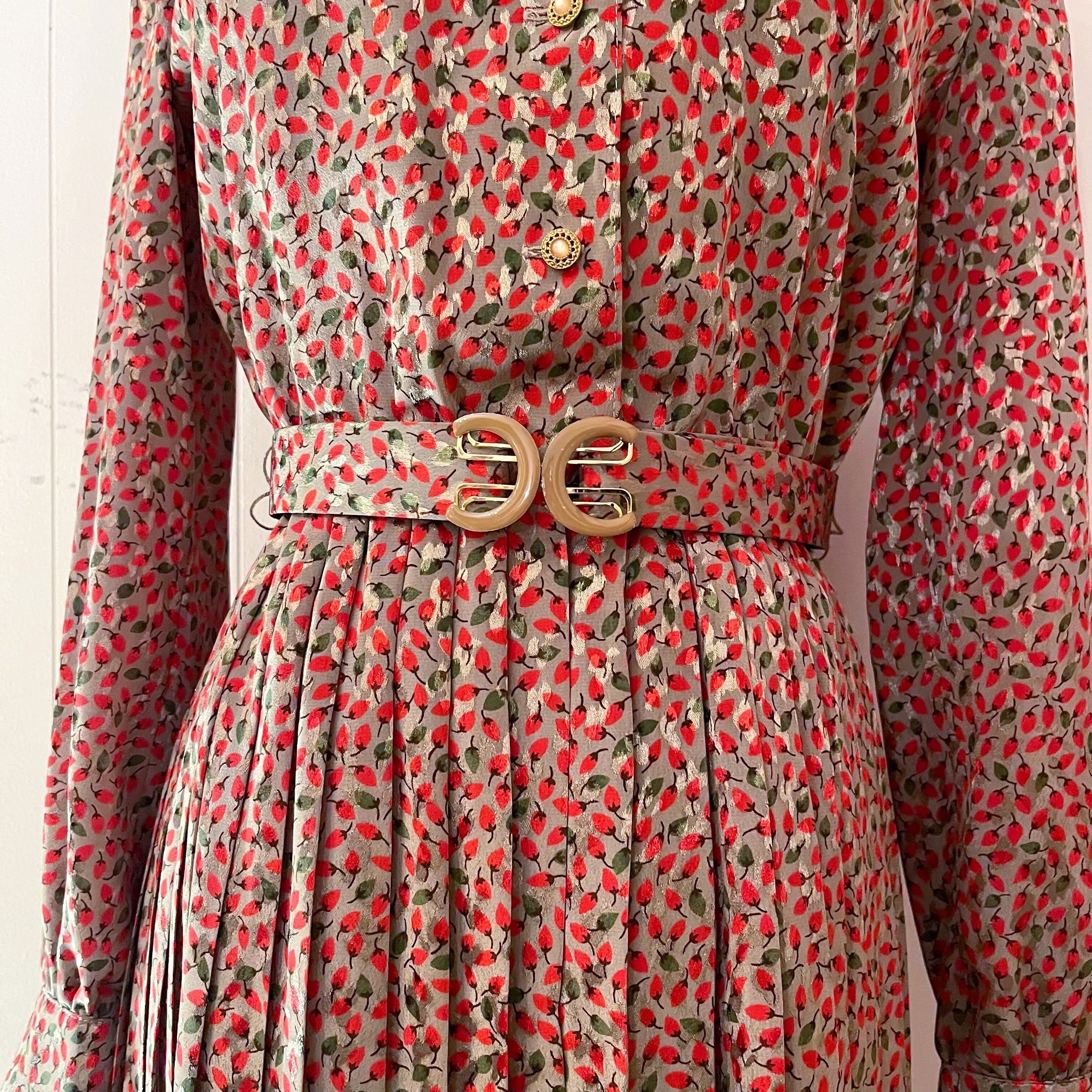 mini strawberry gold button one-piece