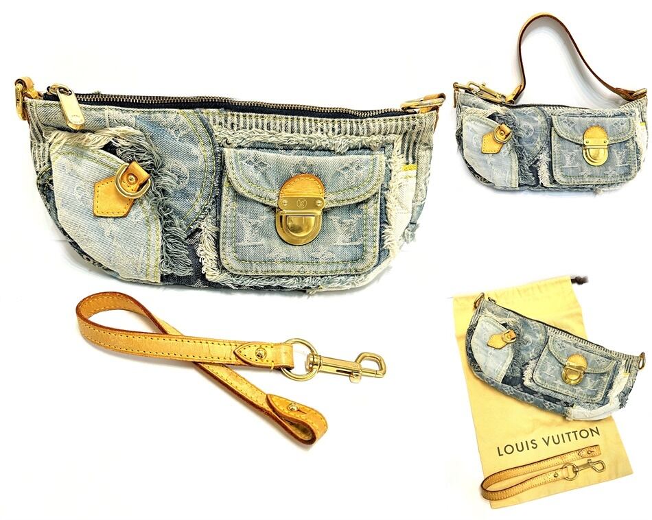 LOUIS VUITTON ルイヴィトン モノグラム デニム パッチワーク パウチィ