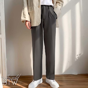 【韓国メンズファッション】センタープレススラックス ロングパンツ きれいめ 大人コーデ ベーシック BW2226