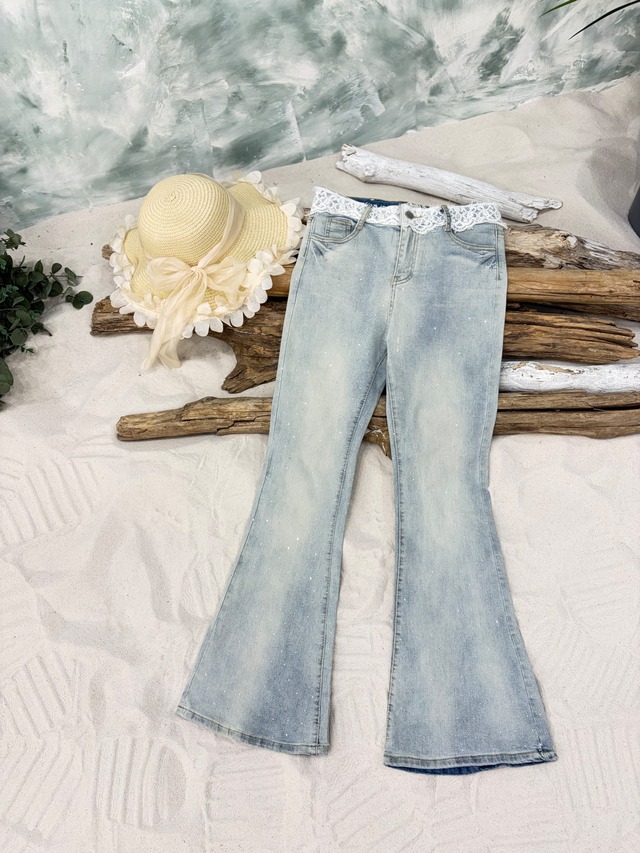 DR bijou lace flare denim