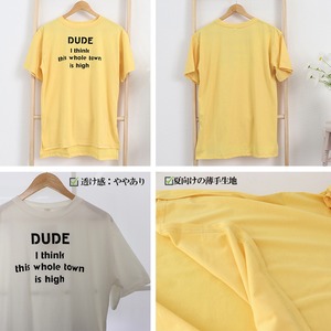 英字ロゴ プリント Tシャツ レディース 春夏秋 韓国 トップス 大人 かわいい おしゃれ きれいめ カジュアル スリット入り 大人可愛い 大人女子
