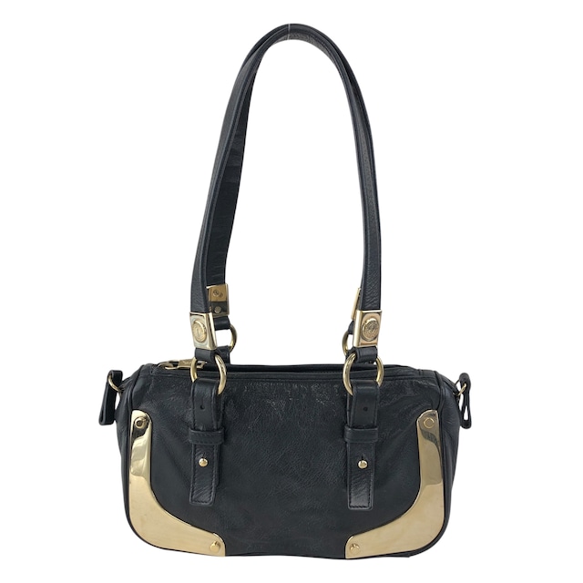 Yves Saint Laurent イヴ・サンローラン トートバッグ ブラック レザー 金具 vintage ヴィンテージ オールド 3tiyps