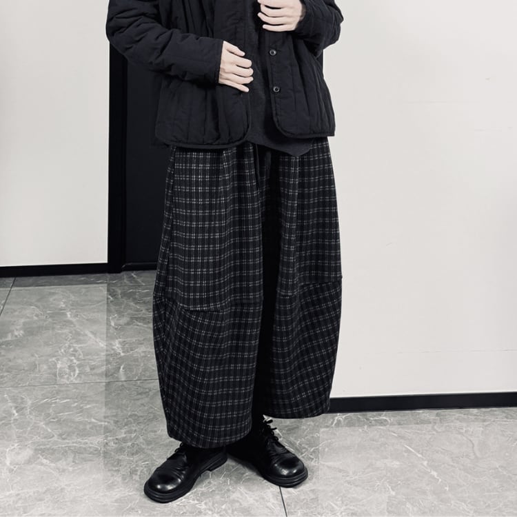チェック柄バルーンワイドパンツ ◆2col R30405