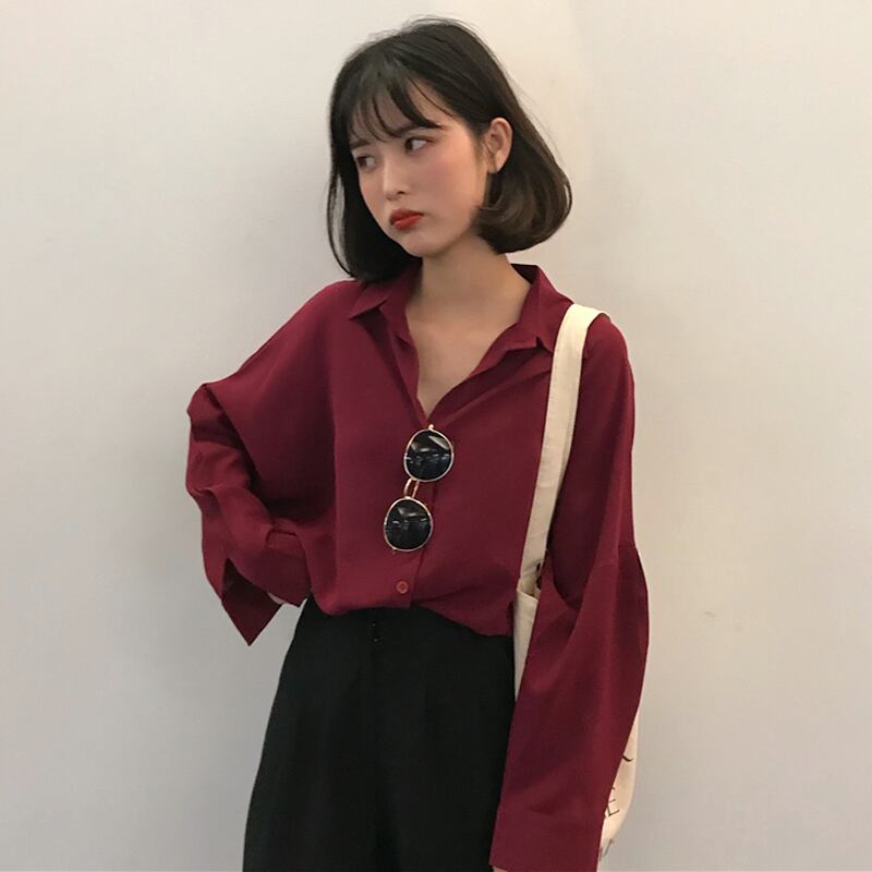 バットスリーブルーズミドル丈長袖シフォンシャツ女性デザインセンスニッチ2020早春ニュートップ 1号婦人29652608485