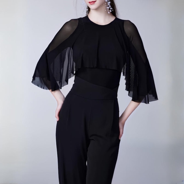 シフォンケープ シアーメッシュ レオタードトップス 4col D00796