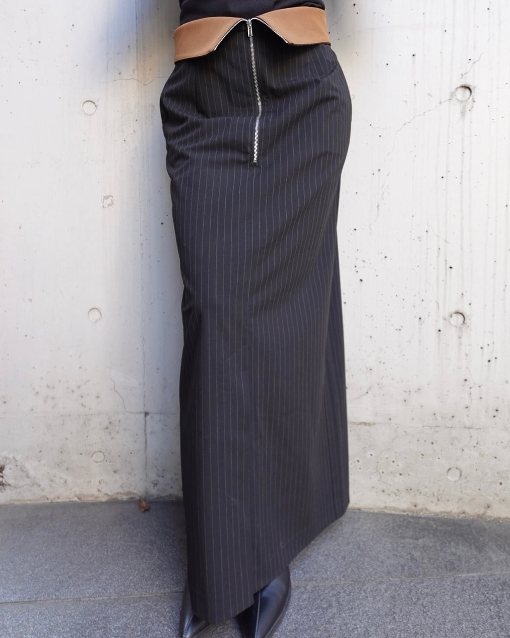 〈新品〉quui / 2way stripe long skirt ブラック2 2way stripe long skirt | quūi