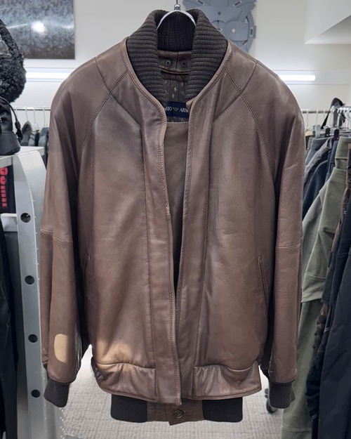 1980s EMPORIO ARMANI LEATHER BOMBER JACKET
