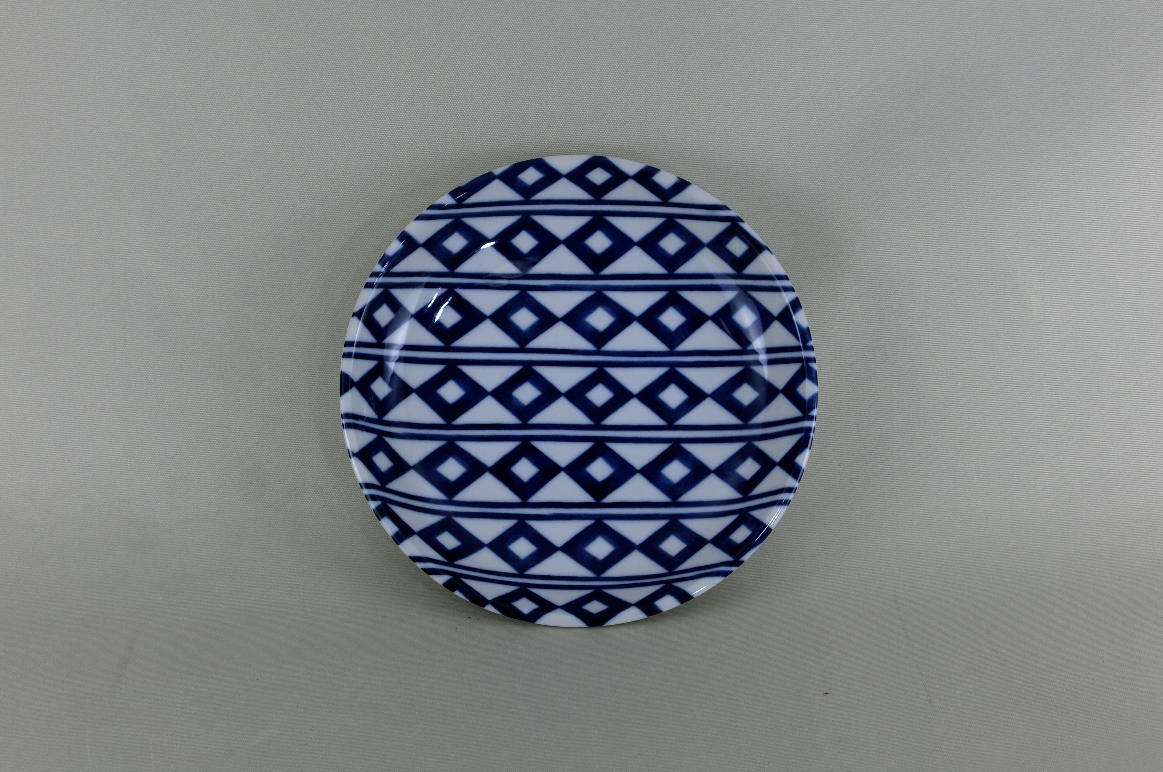 藍小紋伝統柄シリーズ　銘々皿（四ツ目格子）