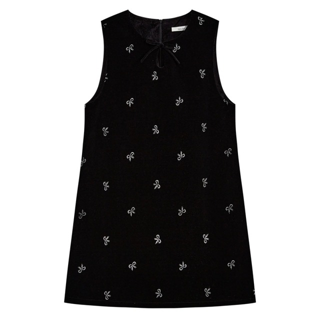 Velvet ribbon embroidery mini dress　B1250