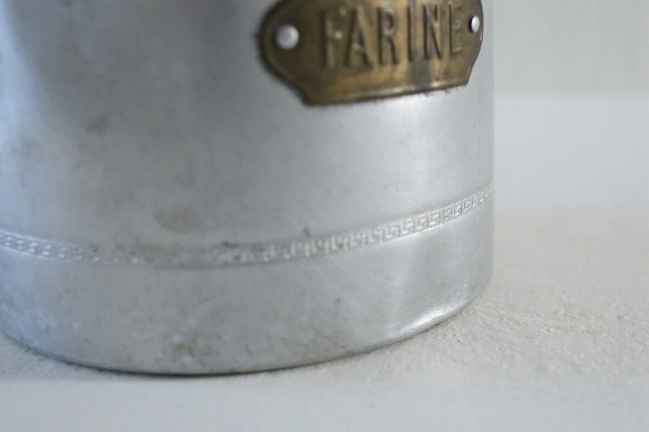 フランス アンティーク ヴィンテージ アルミ製 キャニスター 「 FARINE