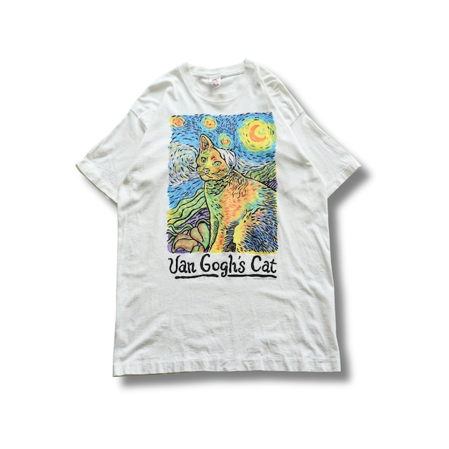 Van Gogh's Cat ゴッホ 猫 アートプリントTシャツ(表記L・実寸L相当)|NA849