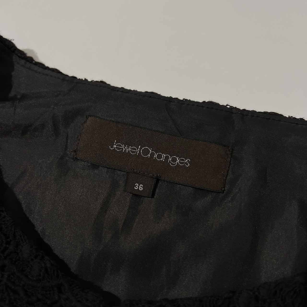 Jewel Changes ジュエルチェンジズ ユナイテッドアローズ レース ノーカラー ジャケット 36 /ブラック/レディース