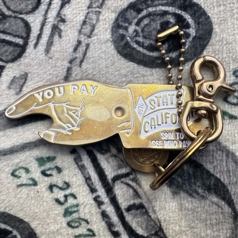 Brass(真鍮製)ユーペイ スピナー & 栓抜き キーチェーン キーホルダー