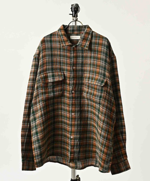 many men many mind Waffle Check Work Shirt (GRN) M2625000