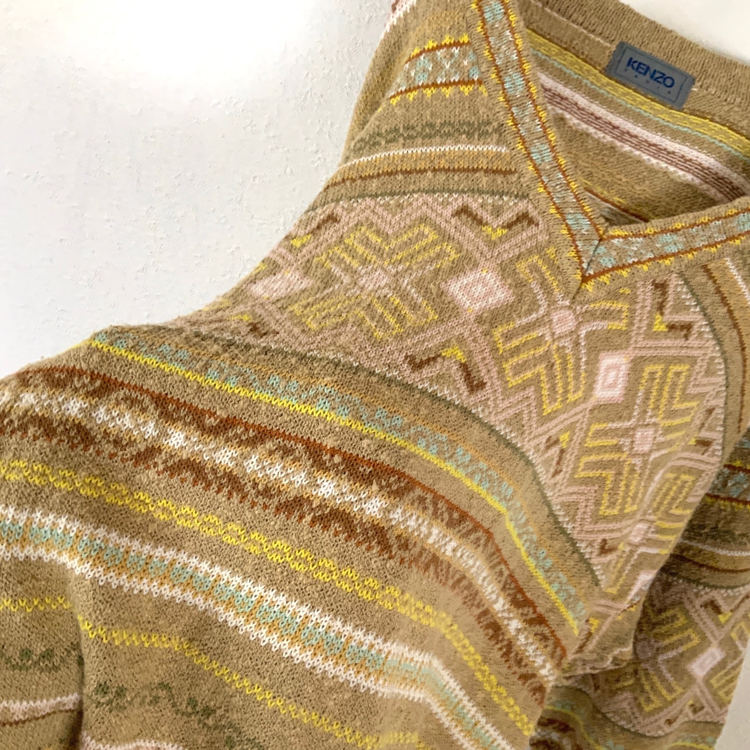 90's KENZO エスニックパターン 総柄 ニット | 古着屋 MOU