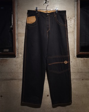 【Caka】"Timberland" Switching Design Loose Baggy Denim Pants