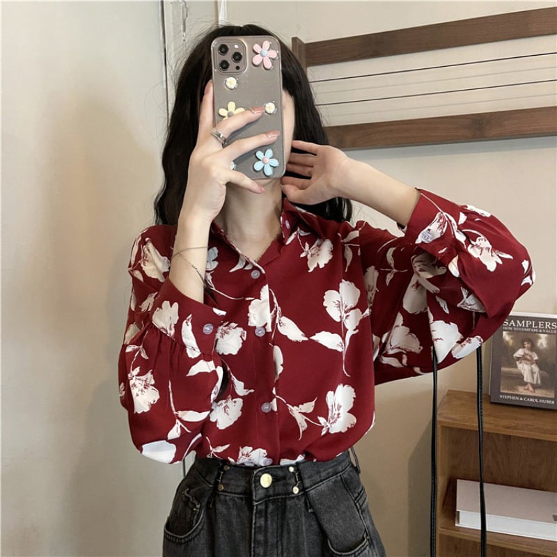 花柄シャツ 長袖♥️レディース - Tシャツ