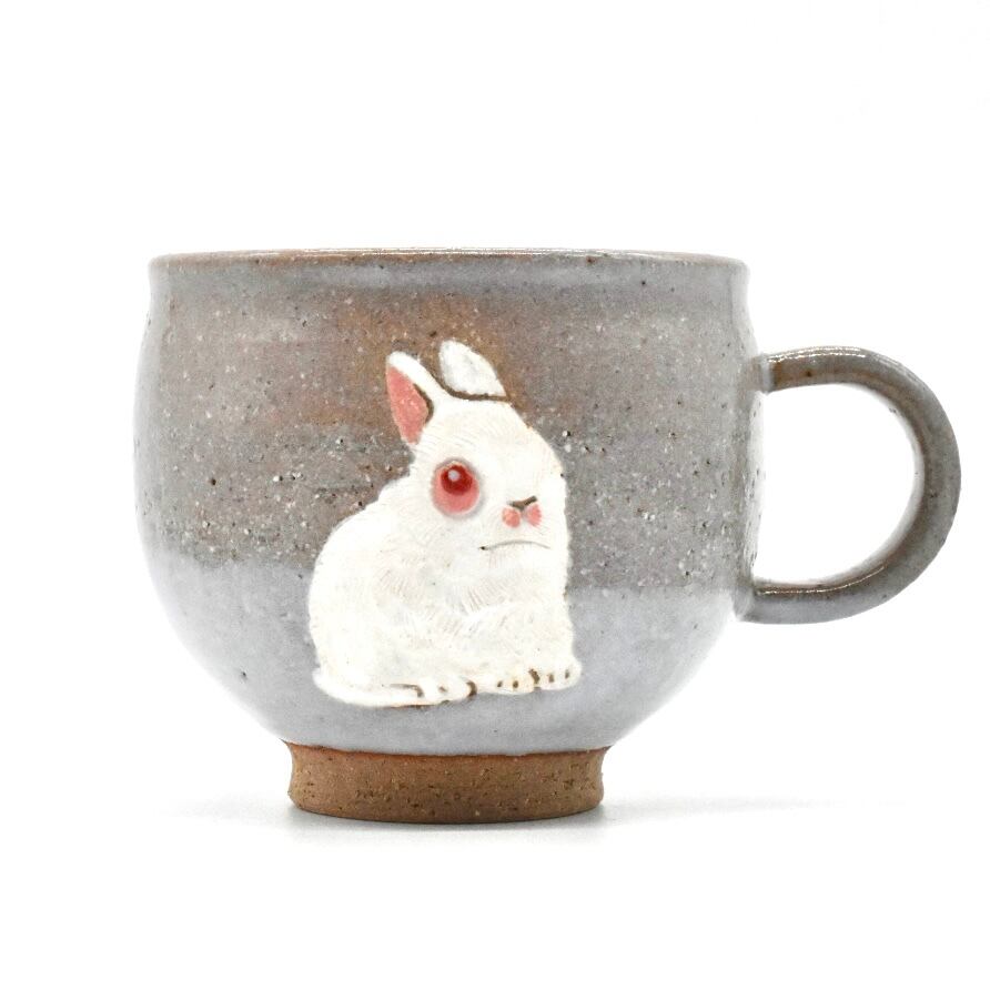うさぎのマグカップ[ルビーアイ] | 陶芸うさぎショップmimipyon