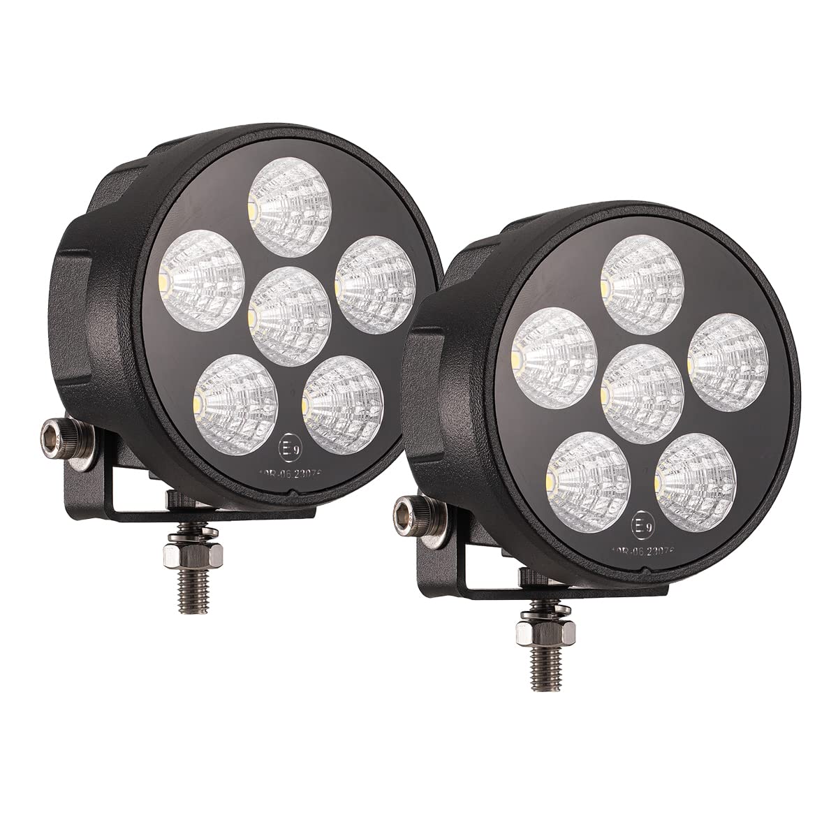 LED補助灯 ワークライト 丸形 30°広角 30W 高辉度 低消費電力 車外灯 SUVピックアップ車のAピラーライト、OEMフォグランプ交換用、12v 24v 兼用 防水 2個セット