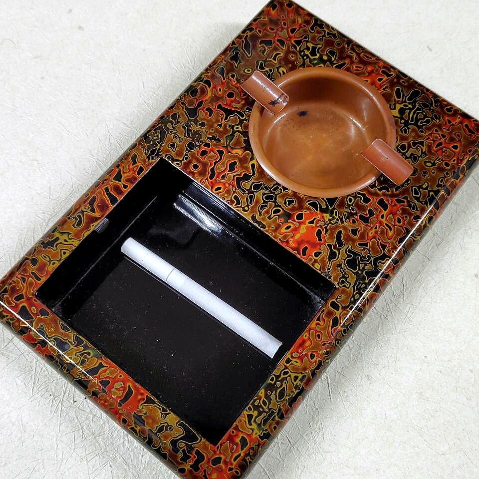 蔵出し！昭和レトロ＊津軽塗唐塗り・希少・四角盆・未使用✴︎ 蔵出し！昭和レトロ＊津軽塗唐塗り・希少・四角盆・未使用✴︎