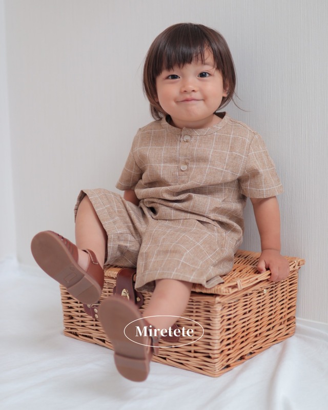 【取寄】格子柄がおしゃれなノーカラーセットアップ