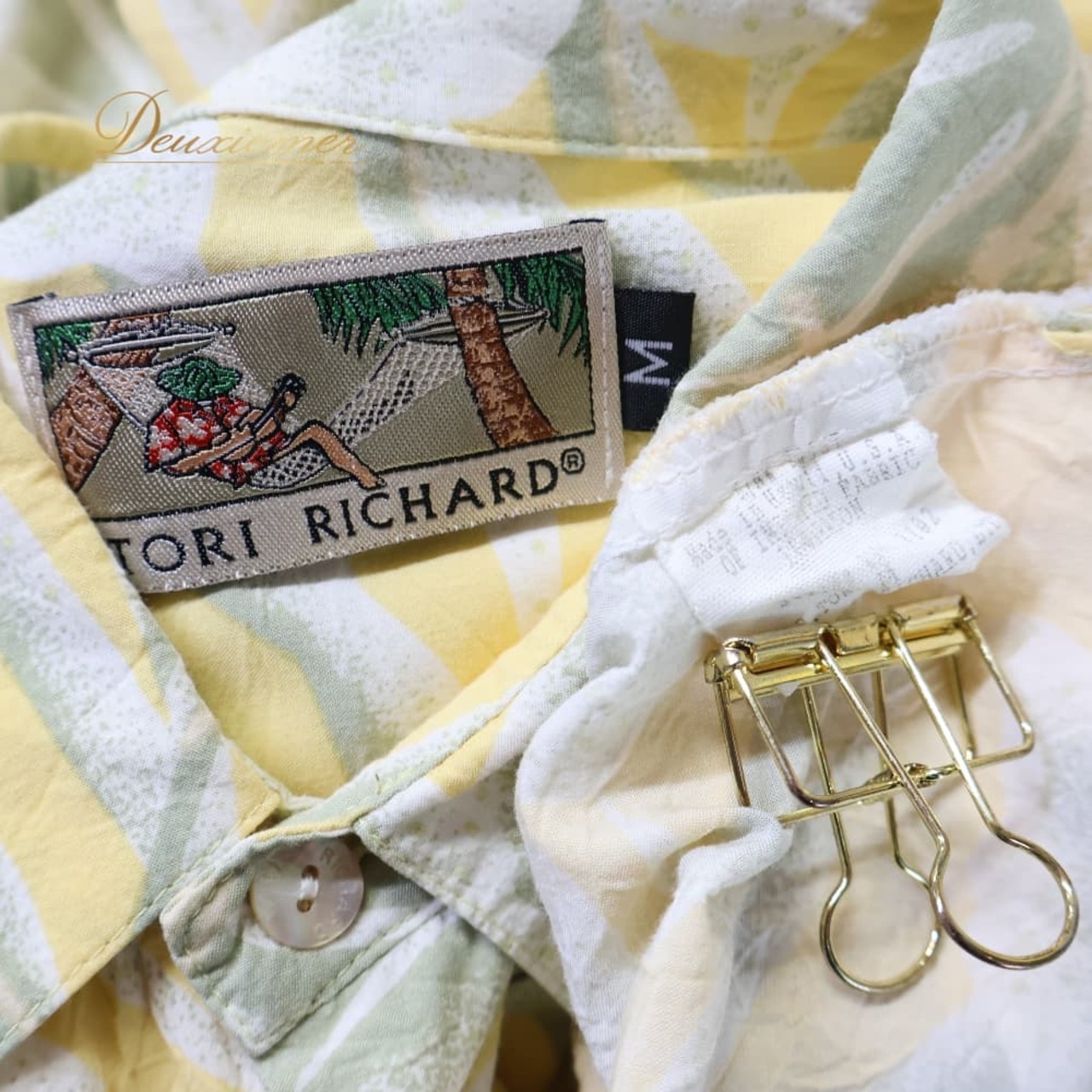 メンズ アロハシャツ TORI RICHARD トリリチャード イエロー系 トップス ブラウス ボタン ハワイ製 黄 緑 白 柄 花柄 ハワイアンプリント 明るい 半袖 襟 薄い 夏 シャツ 男性用 かわいい グリーン系 ホワイト系
