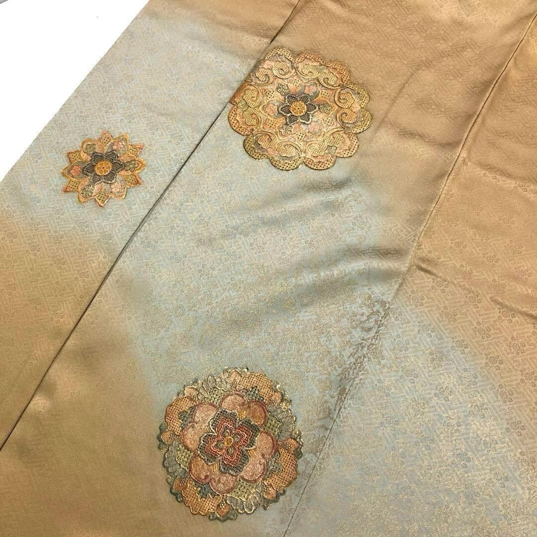 付下げ 美しい華柄模様金彩 暈し 丁子煤竹色 K-3610 | リユース着物  