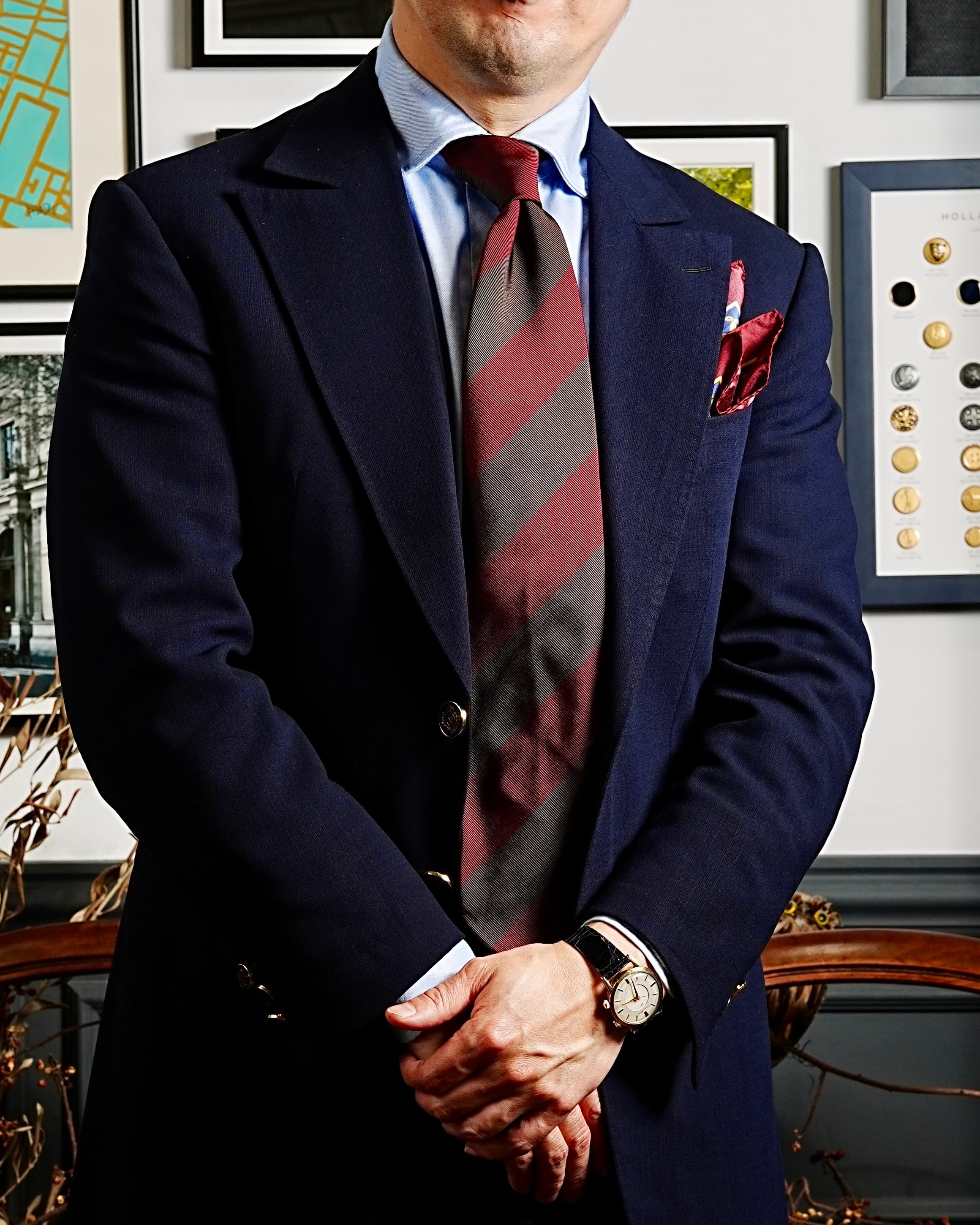 Regimental tie Bordeaux and Brown