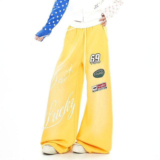 レーシングワッペンレタリングボリュームパンツ 2col   R02864