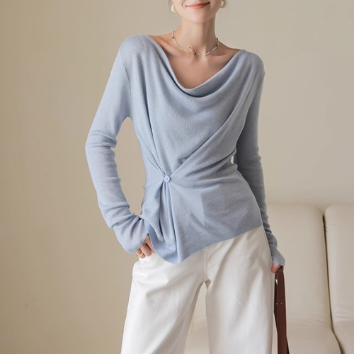 2色／ドレープニットトップス ・19733