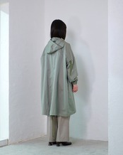 to-te - Drawstring Square Coat ：Slate Green｜撥水素材／微光沢／ドローストリング／スクエアコート