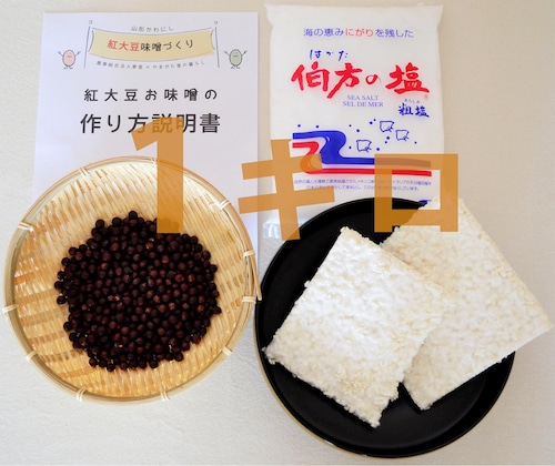 紅大豆味噌づくりキット①【仕上がり1kg、味噌づくり説明書付き】