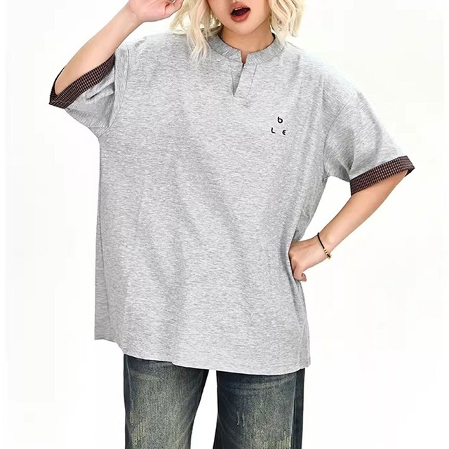 ミニマルロゴアクセントスキッパーデザインTシャツ 2col   R02143