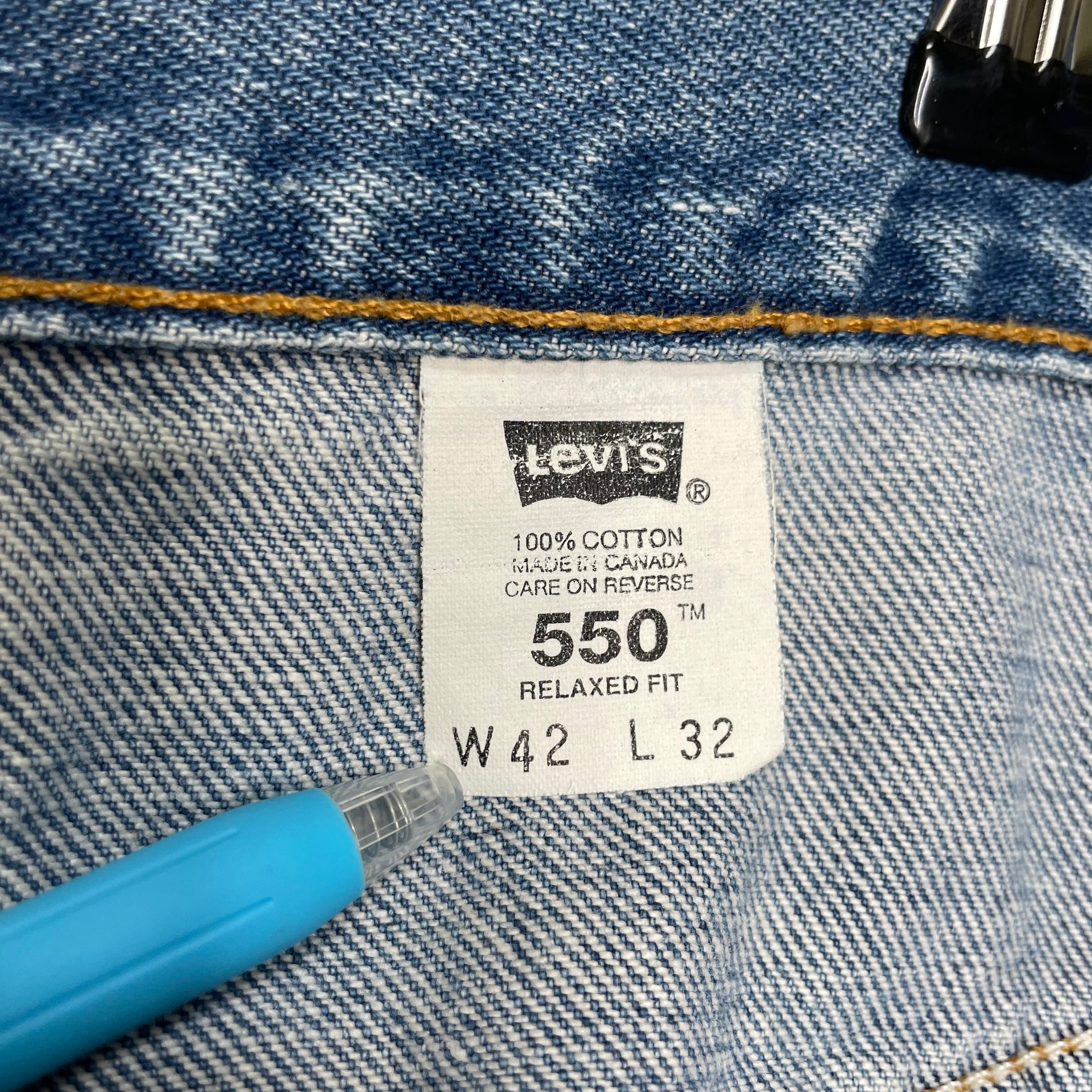 【W34】Levi`s リーバイス 550 革パッチ　ブルー