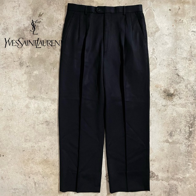【Yves Saint Laurent】wide wool slacks pants/イブサンローラン ワイド ウール スラックス パンツ/lsize/#0723/osaka