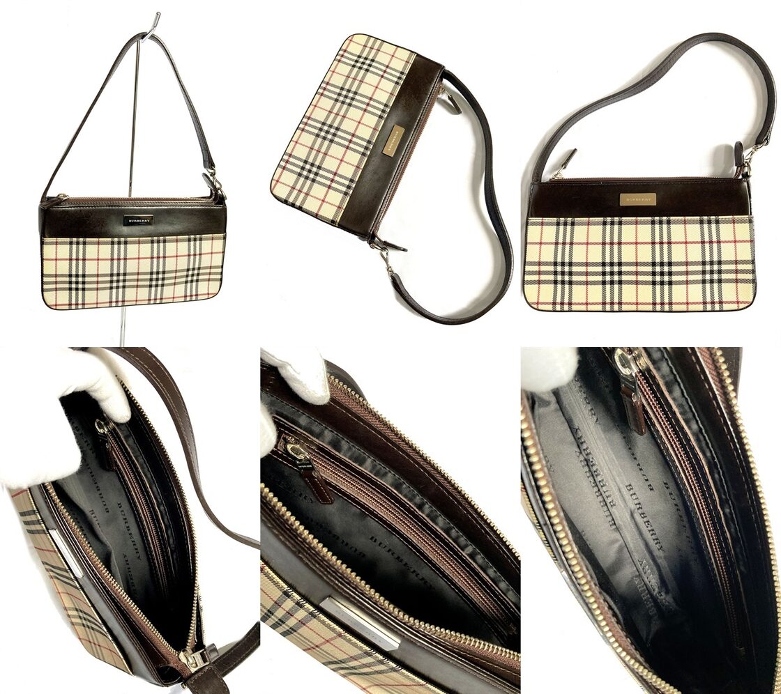 美品 レア バーバリー ロンドン BURBERRY LONDON ノバチェック レザー 