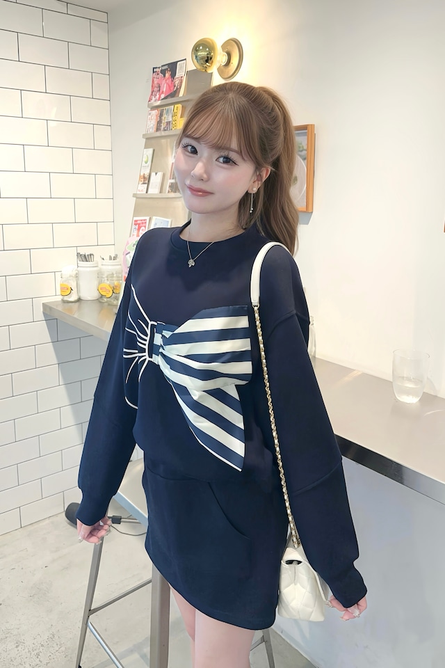 バイカラーリボンスウェットセットアップ【NAVY】