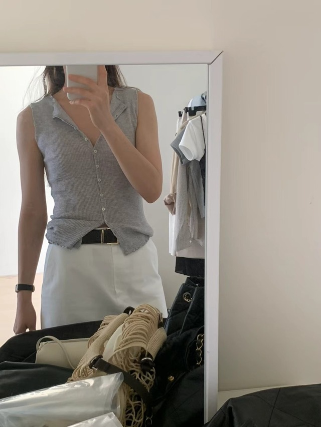 (OUNCE) silk mori sleeveless knit / 2color
