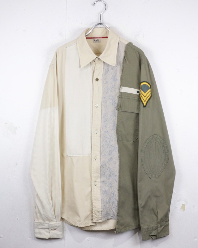 【Caka act2】“Remake” Various Textile Patchwork Loose L/S Shirt