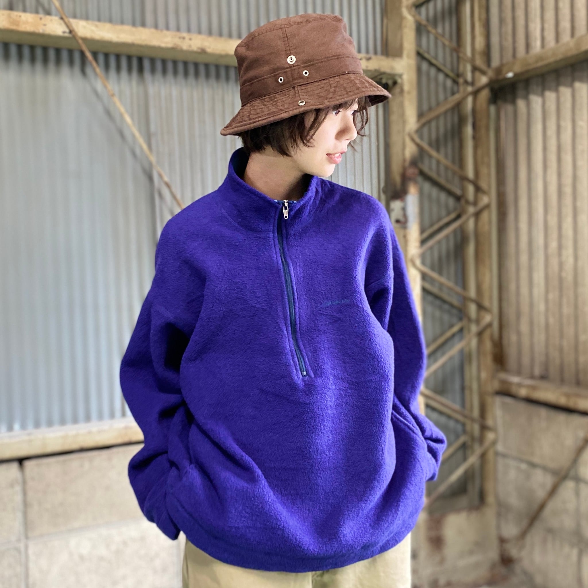 90年代 90s 雪無しタグ Patagonia パタゴニア プルオーバー ハーフジップ フリースジャケット ヴィンテージ ビンテージ ブルー 青色  メンズL 古着 【アウトドアジャケット】 | cave 古着屋【公式】古着通販サイト powered by BASE