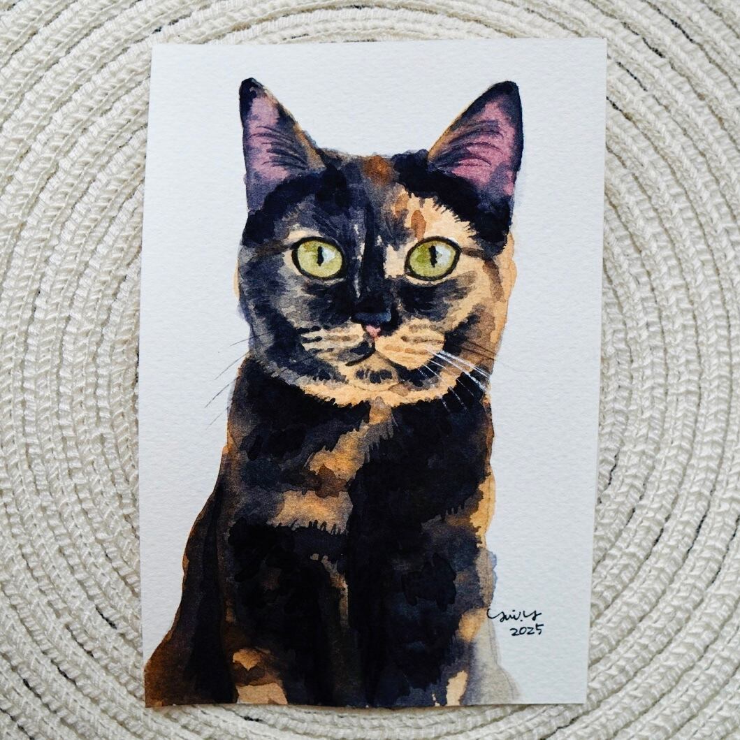 猫の絵 272 水彩画 原画 キジトラ猫 | Forest cat