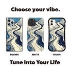 受注生産 iPhoneケース 紺と生成りの流れる墨流し｜紙マーブリング MARB002D