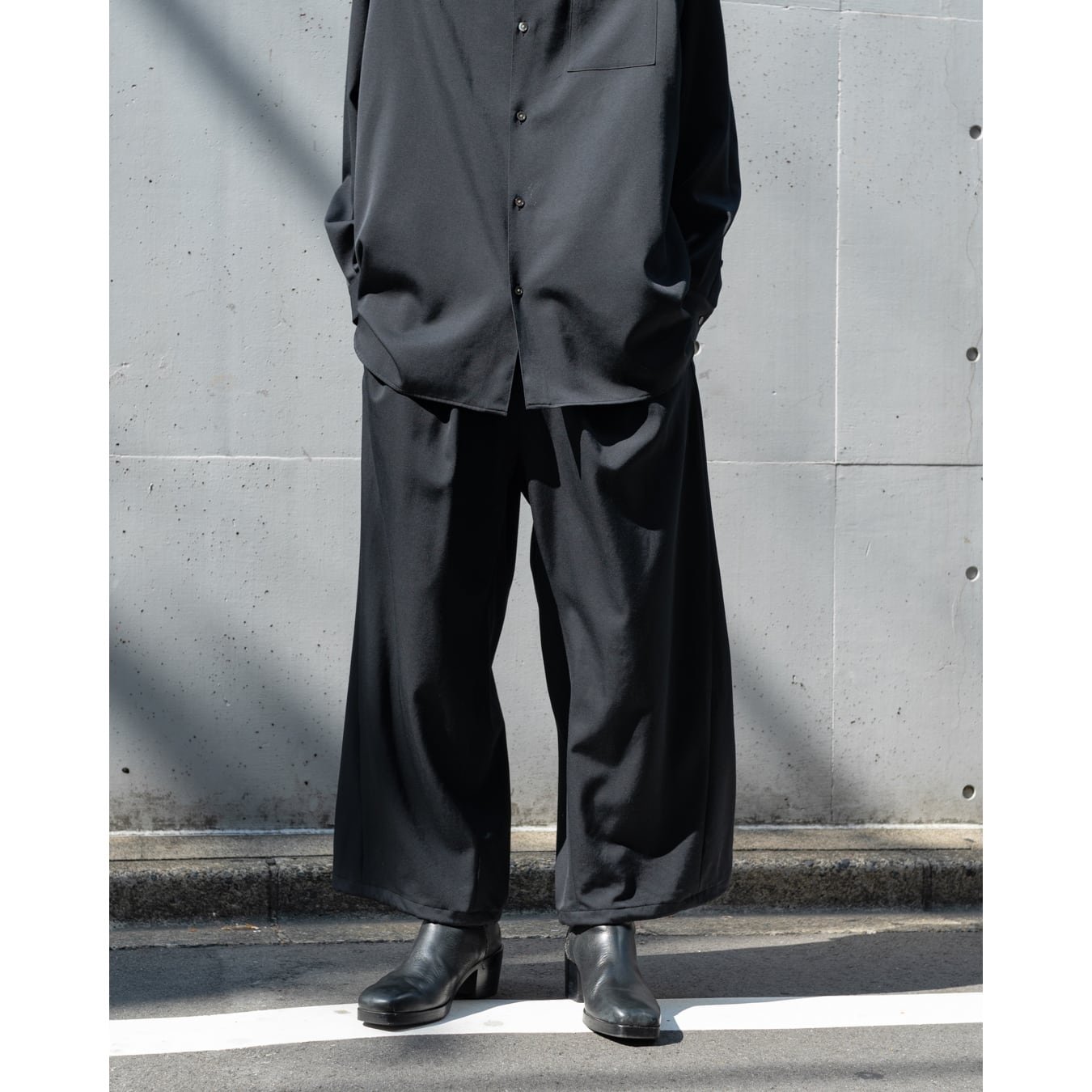 Blanc YM / ボトム/M/ウール/BLK/シルク混 Blanc YM] (ブランワイエム) BL-24A-WGAP Wool Gabardine Adjustment