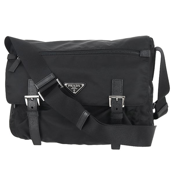 Unused PRADA プラダ ショルダーバッグ 1BD671 ナイロン サフィアーノ ブラック 未使用品