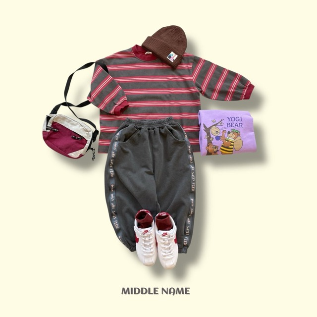 *即納* MIDDLE NAME ピグメントテープジョガーパンツ